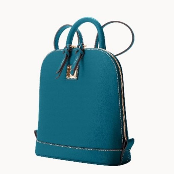 Dooney & Bourke Saffiano Small Zip Pod Backpack, NWT in bag, Deep Teal - Picture 2 of 5